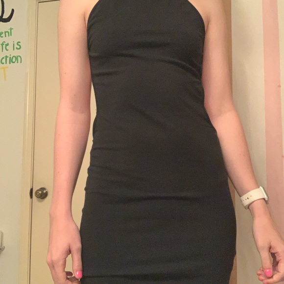 Black, open back mini dress - Picture 4 of 6